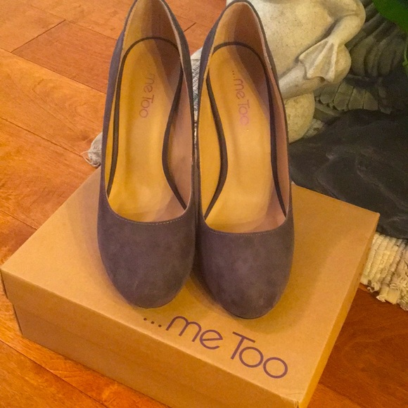 Me Too Gray Faux Suede Heels - Picture 1 of 5